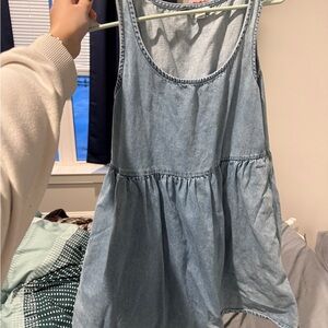 American Eagle Outfitters Blue Denim Peplum Tank Top